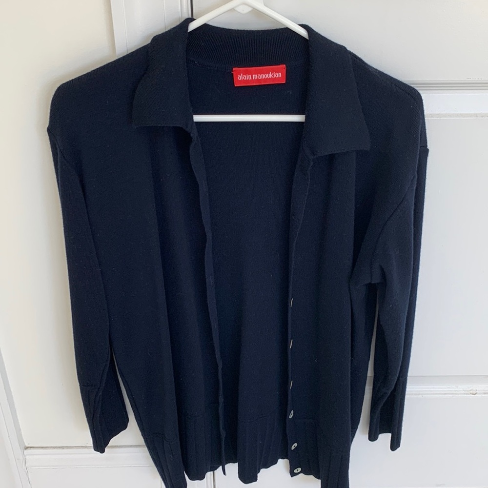 Alain Manoukian Navy Lambs Wool cardigan M/L